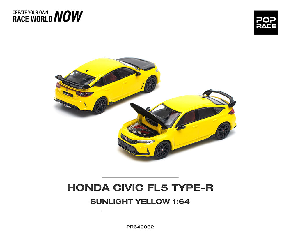 (COMING SOON) POP RACE 1/64 HONDA CIVIC FL5 TYPE-R SUNLIGHT YELLOW