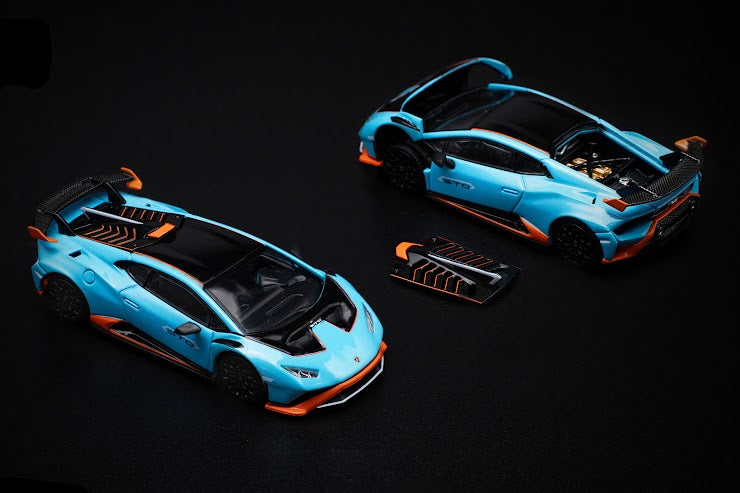 (COMING SOON) POP RACE 1/64 LAMBORGHINI HURACÁN STO BLU LAUFEY/ARANCIO XANTO