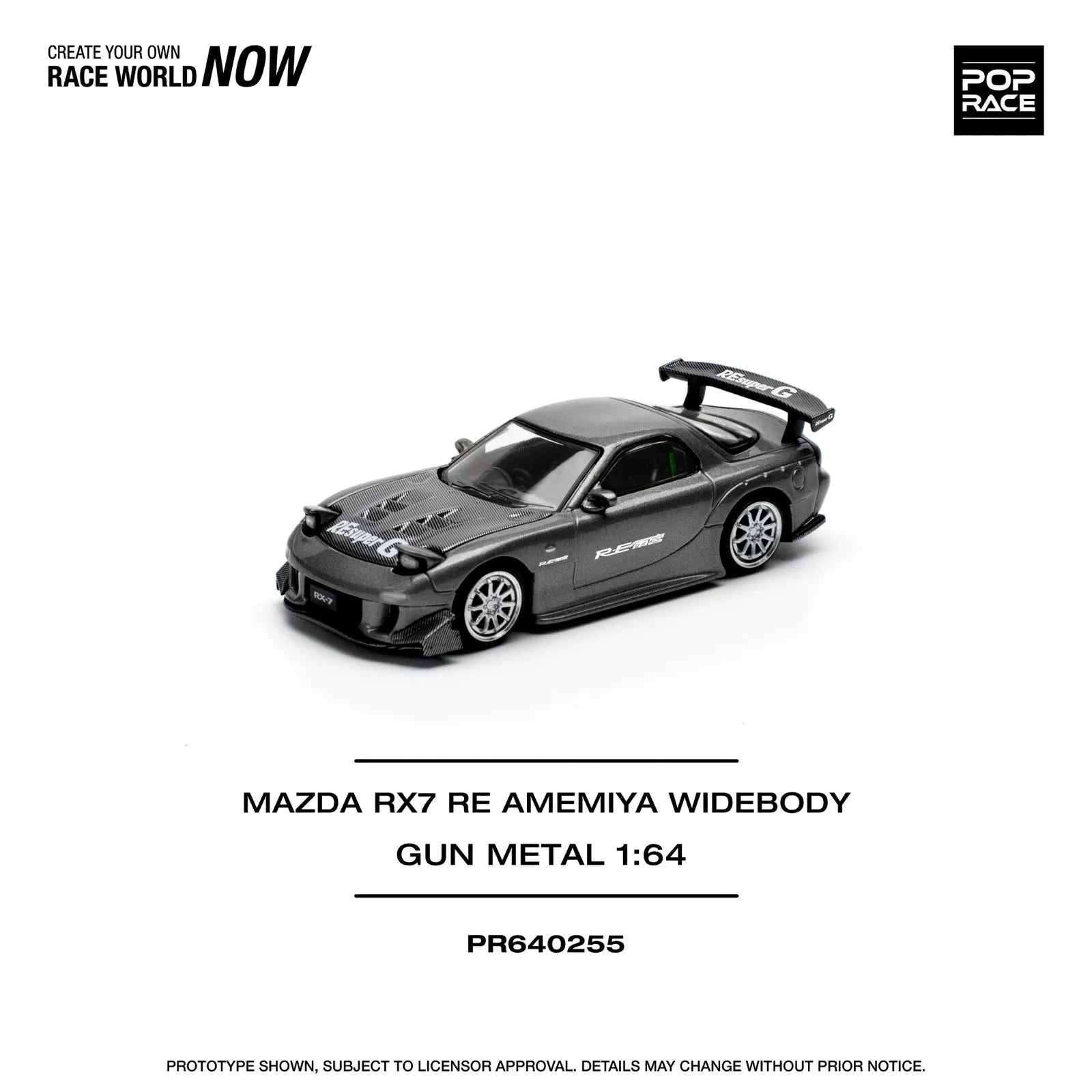 POP RACE 1/64 MAZDA RX7 RE-AMEMIYA – Gun Metal –