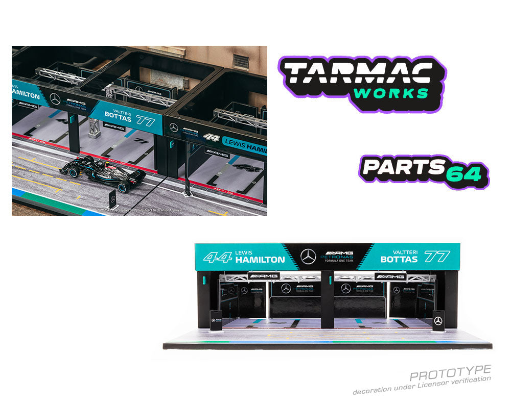 Tarmac Works 1/64 Parts64 Pit Garage Diorama Mercedes-AMG Petronas