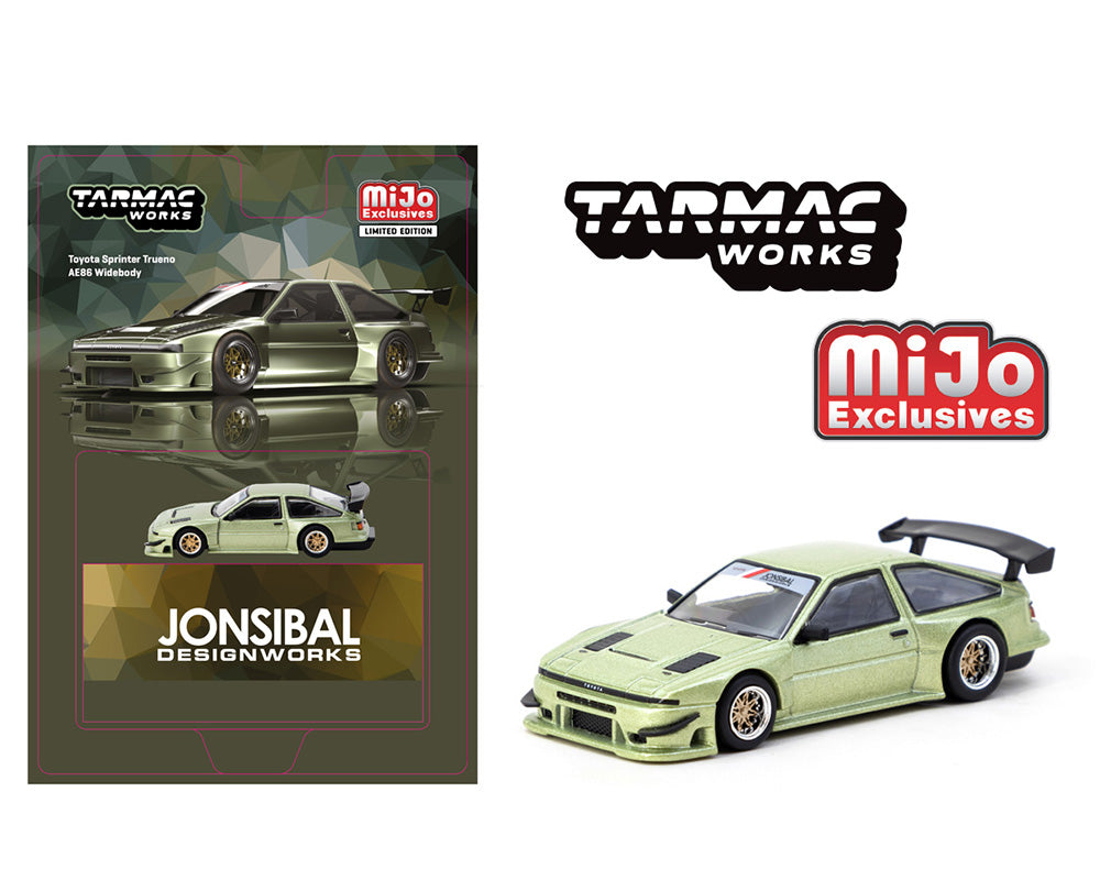 Tarmac Works 1:64 Toyota Sprinter Trueno AE86 Widebody Green JONSIBAL Designworks – Global64 MiJo Exclusives