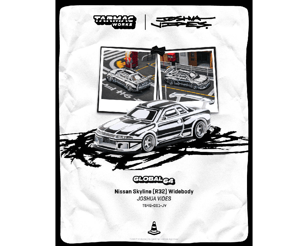 (COMING SOON) Tarmac Works 1:64 Nissan Skyline (R32) Widebody – Designed by JOSHUA VIDES – Matte White – Global64 – Limited Edition
