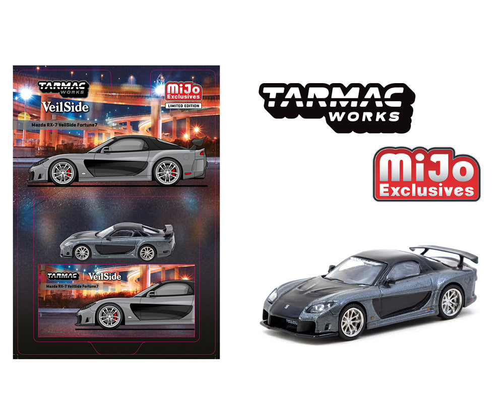 (COMING SOON) Tarmac Works 1:64 Mazda RX-7 VeilSide Fortune7- Grey metallic / Black – MiJo Exclusives
