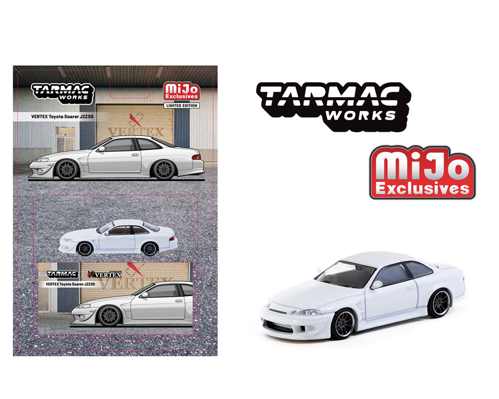 (COMING SOON) Tarmac Works 1:64 VERTEX Toyota Soarer JZZ30 – White – Global64 – MiJo Exclusives Limited Edition