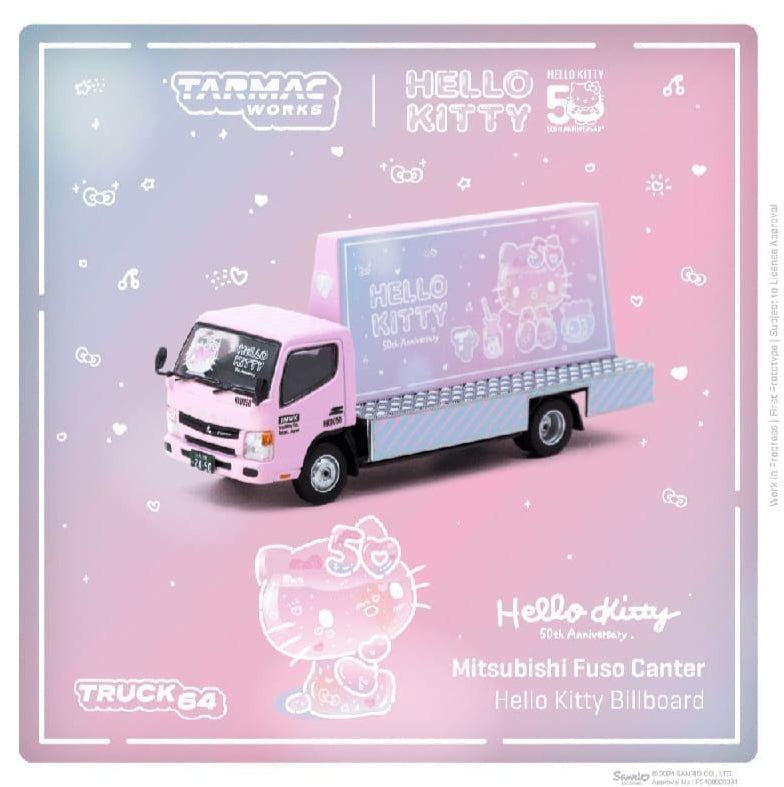 Tarmac Works 1:64 HELLO KITTY Mitsubishi Fuso Canter Billboard Truck – Pink – Truck64