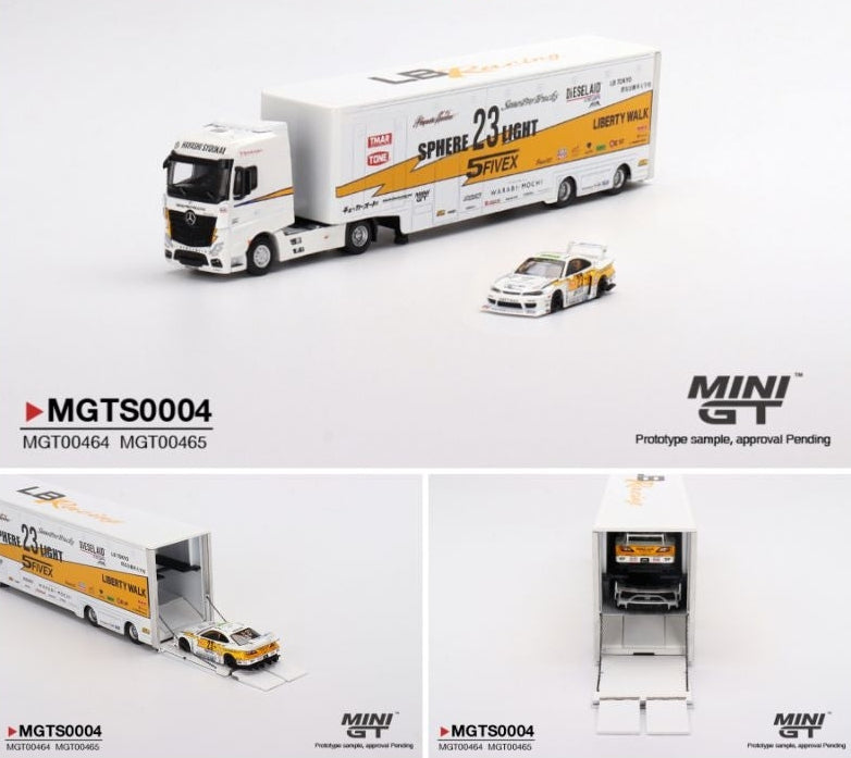 Mini GT LBWK Liberty Walk LB Racing Transporter Set Hauler Truck 464 465