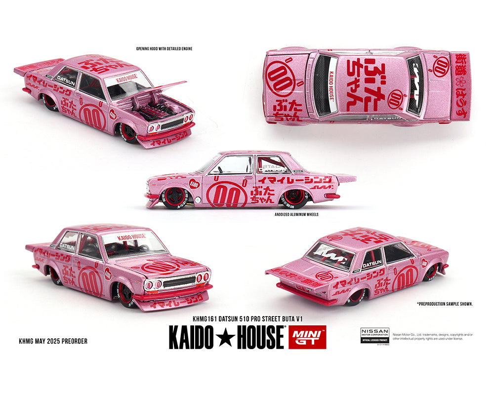 (COMING SOON) Kaido House x Mini GT 1:64 Datsun 510 Pro Street Buta V1 – Pink