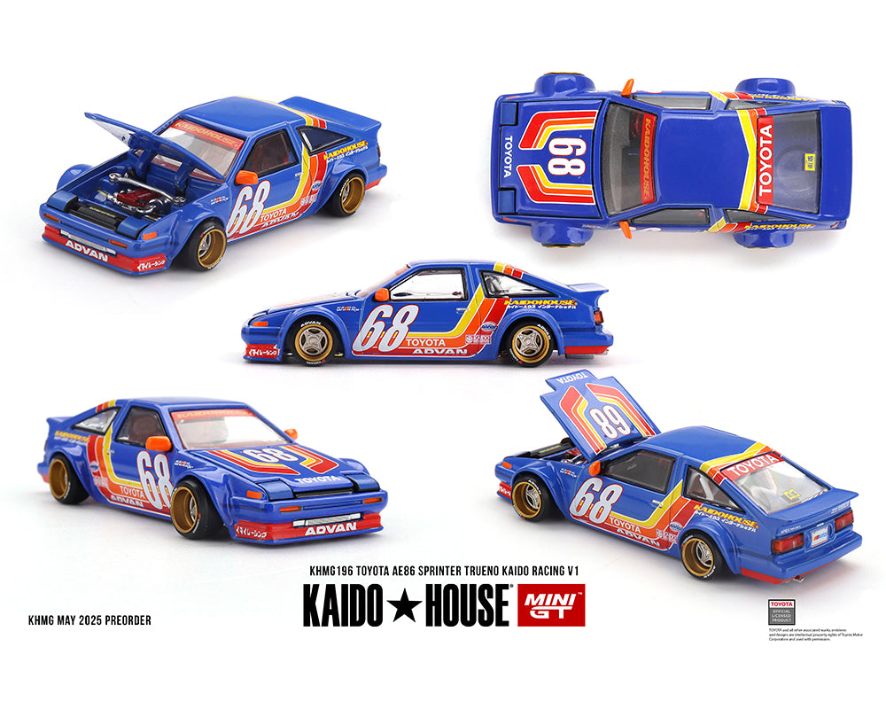 (COMING SOON) Kaido House x Mini GT 1:64 Toyota AE86 Sprinter Trueno Kaido Racing V1- Blue