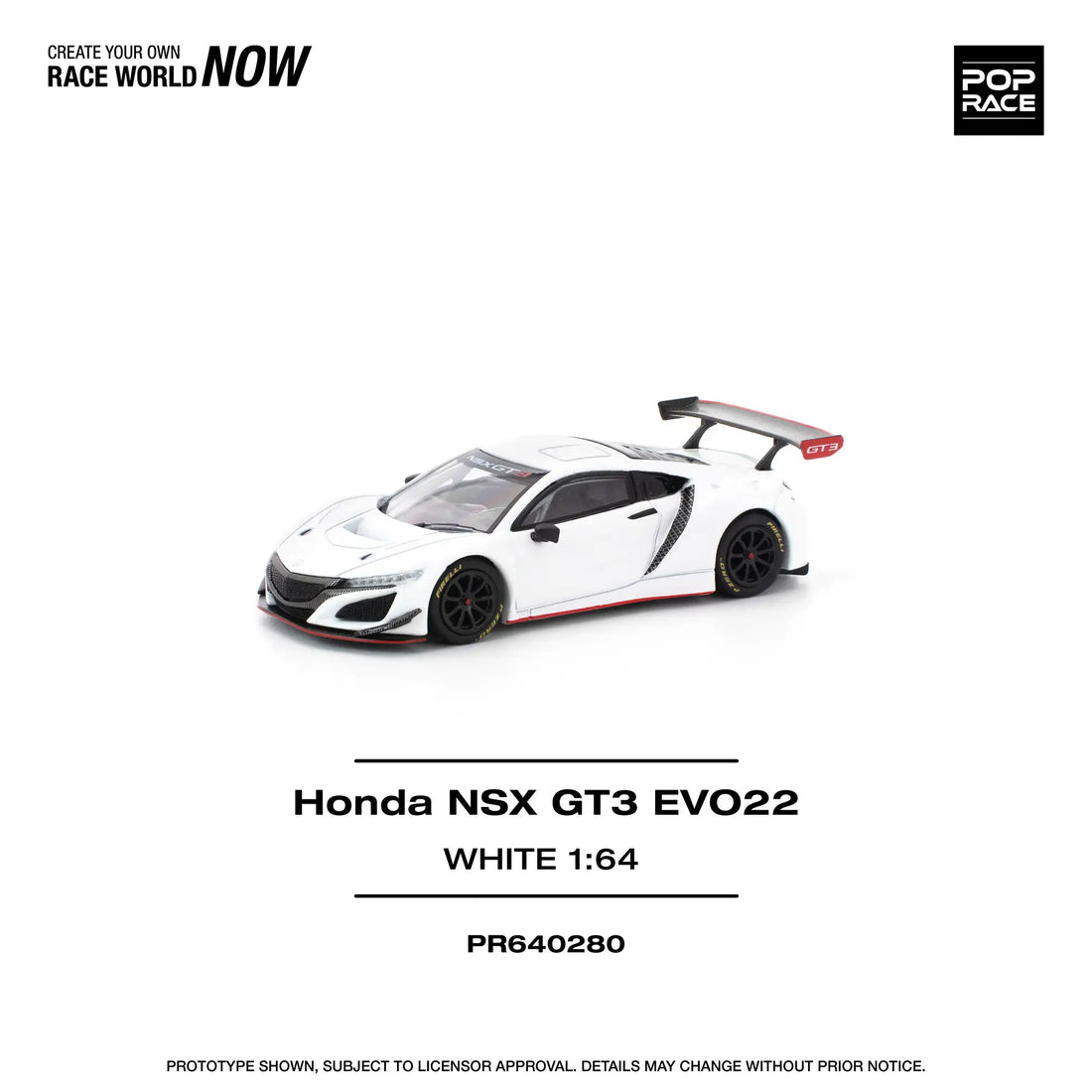 POP RACE 1/64 HONDA NSX GT3 EVO22 white