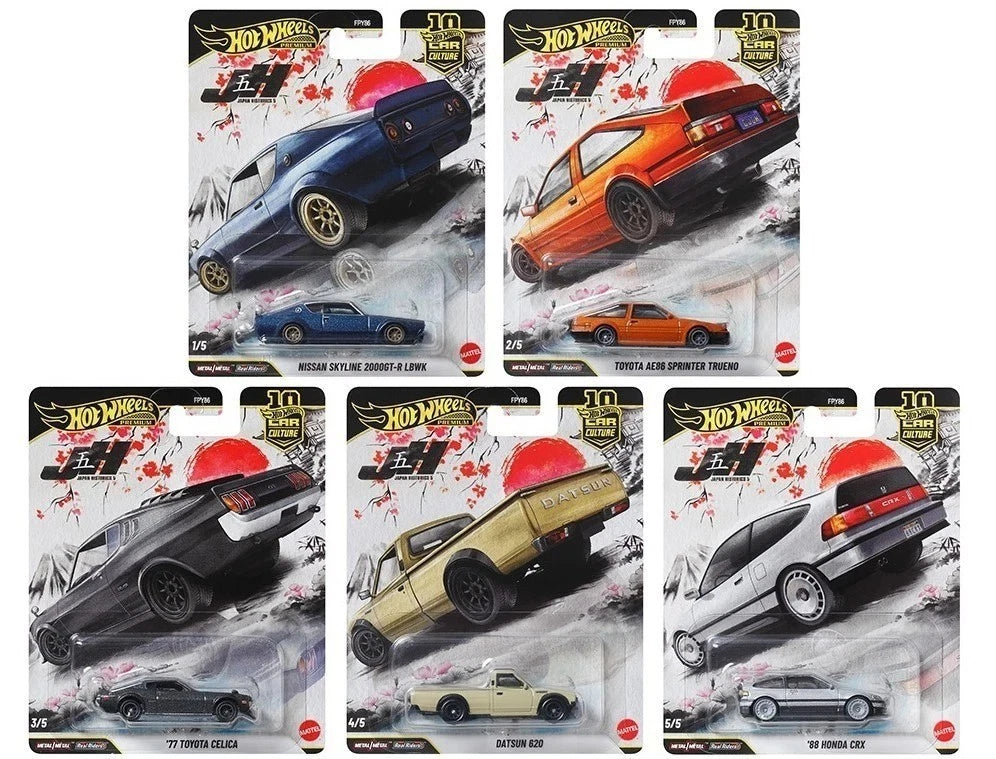 Hot Wheels 1:64 Car Culture 10th Anniversary 2026 P Case – Japan Historics 5 Assortment