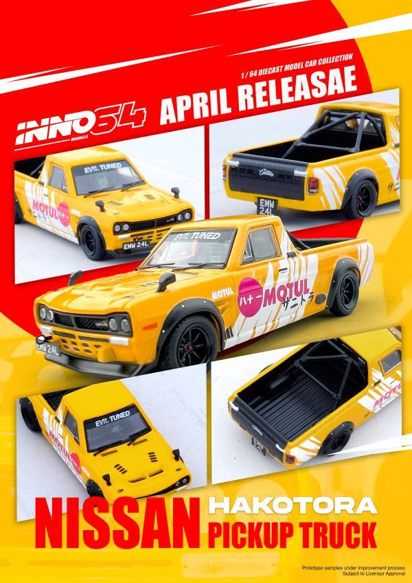 INNO64 1/64 NISSAN HAKOTORA PICK UP TRUCK "MOTUL" LIVERY