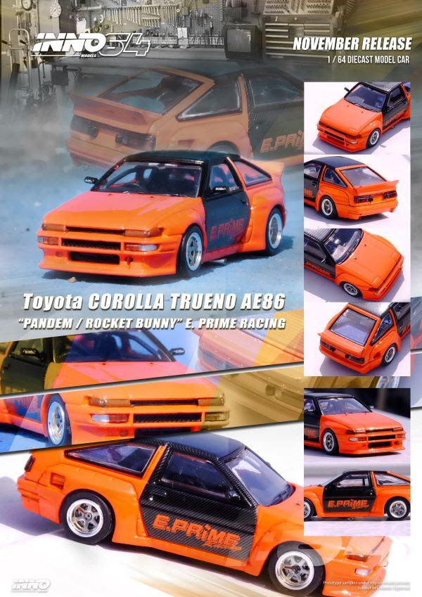 INNO64 1/64 TOYOTA COROLLA TRUENO AE86 "PANDEM/ROCKET BUNNY" E. PRIME RACING