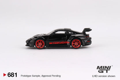 (PRE ORDER) MINI GT 1/64 Porsche 911 (992) GT3 RS Black with Pyro Red