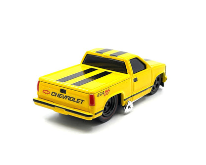 Muscle Machines 1:64 1993 Chevrolet 454 SS Pickup Truck Limited Edition – Yellow with Black Stripes – Mijo Exclusives
