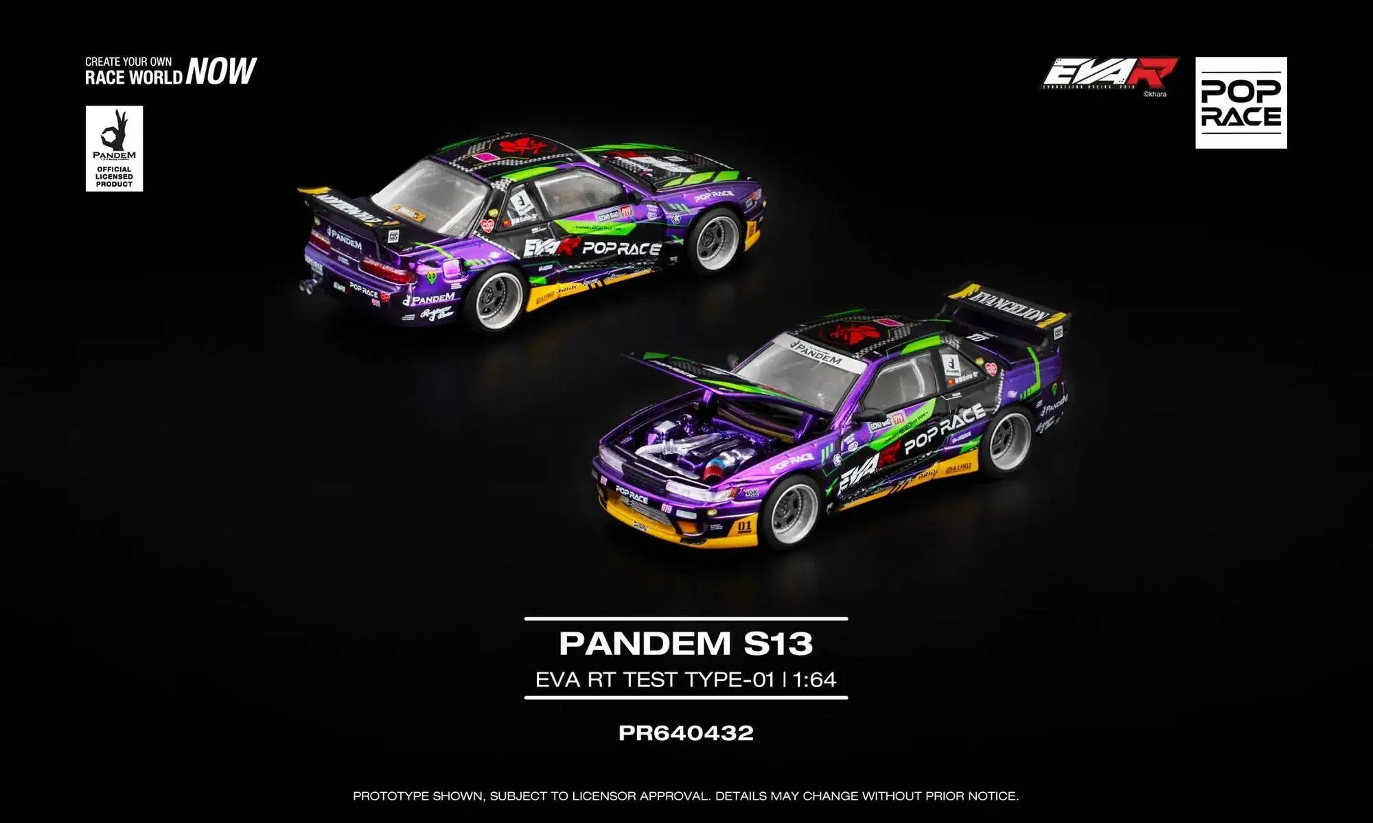 POP RACE 1/64 PANDEM S13 EVA RT TEST TYPE-01 PR64-432