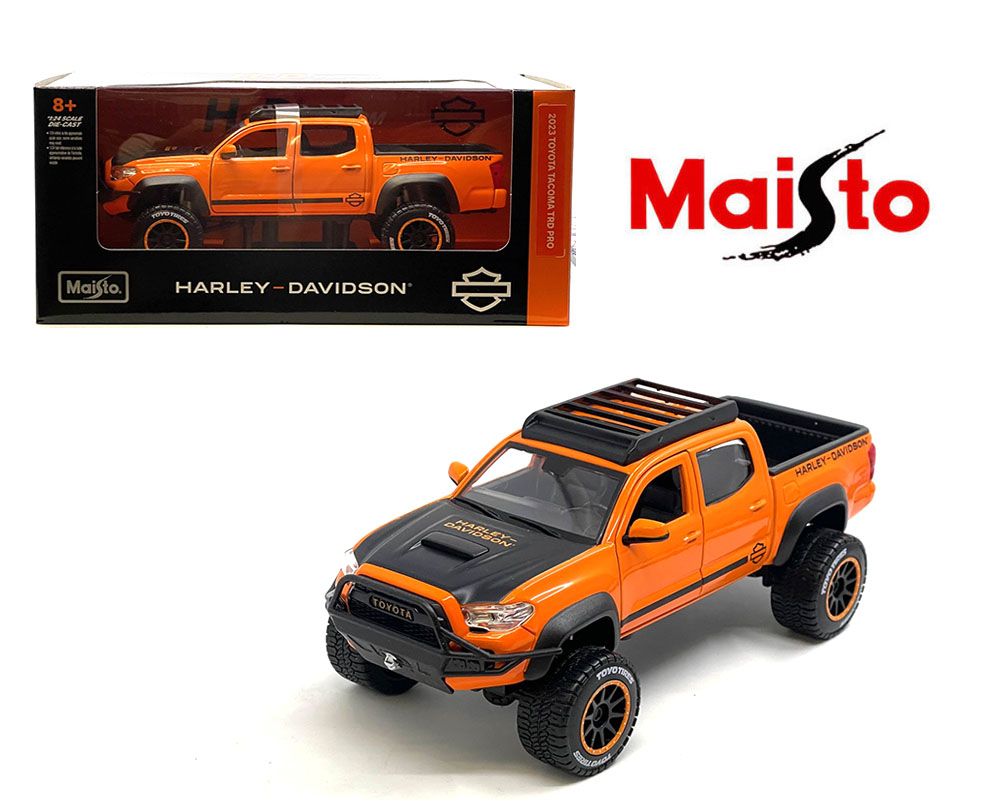 Maisto 1:24 2023 Toyota Tacoma TRD Pro – Black/Orange Two-Tone – Harley-Davidson Custom