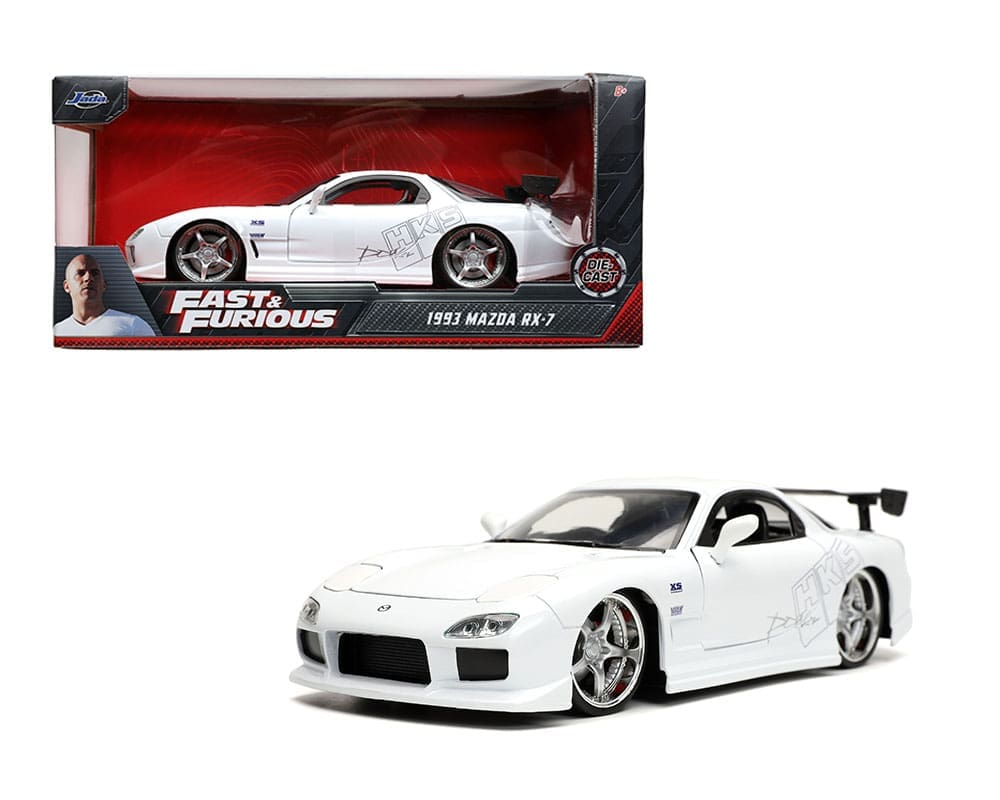 JADA 1/24 F&amp;F MAZDA 1993 RX7 FD3S WIDE BODY HKS WHITE