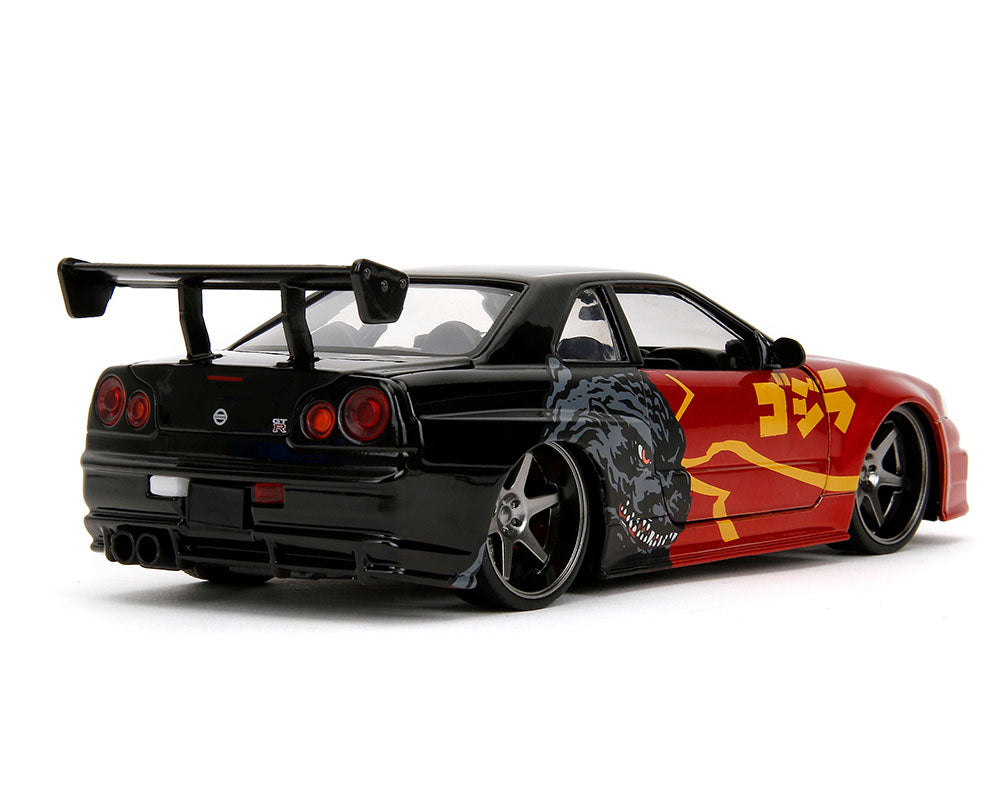 (PRE ORDER) JADA TOYS 1/24 Nissan Skyline GT-R R34 Godzilla – M. Red – Hollywood Rides