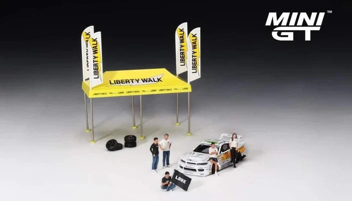 Mini GT Liberty Walk Set of 3 (Car + Figurine + Tent)