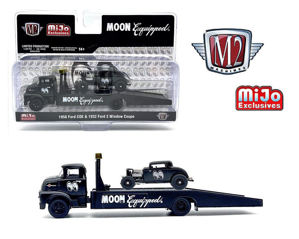 M2 Machines 1:64 Auto-Haulers 1956 Ford COE &amp; 1932 Ford 3 Window Coupe -Matted Black – Mijo Exclusives