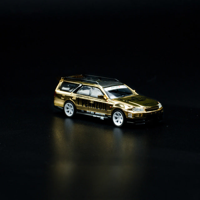 POP RACE 1/64 Nissan Stagea GOLD CHROME