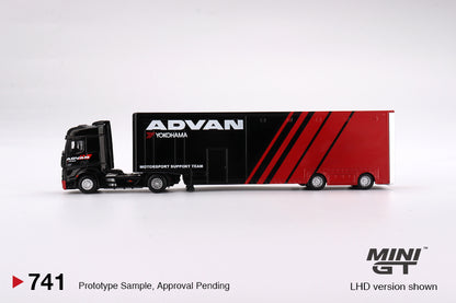 MINI GT 1/64 Mercedes-Benz Actros w/ Racing Transporter “ADVAN”