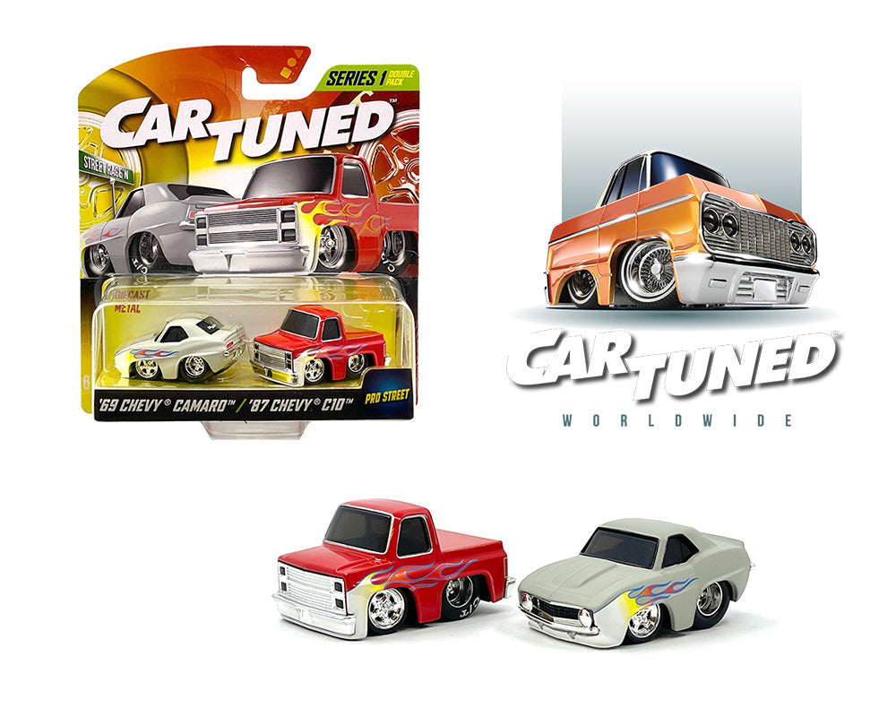(PRE ORDER) CarTuned 1:64 2-Pack 1969 Chevrolet Camaro and 1987 Chevrolet C10 – Series 1 2024