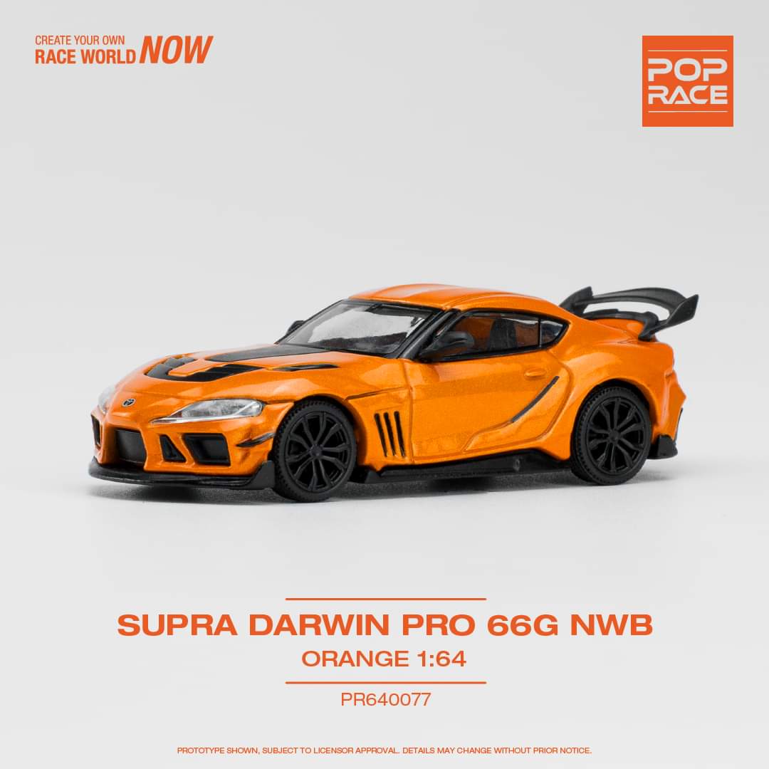 (PRE ORDER) POP RACE 1/64 SUPRA DARWIN PRO 66G NWB - ORANGE