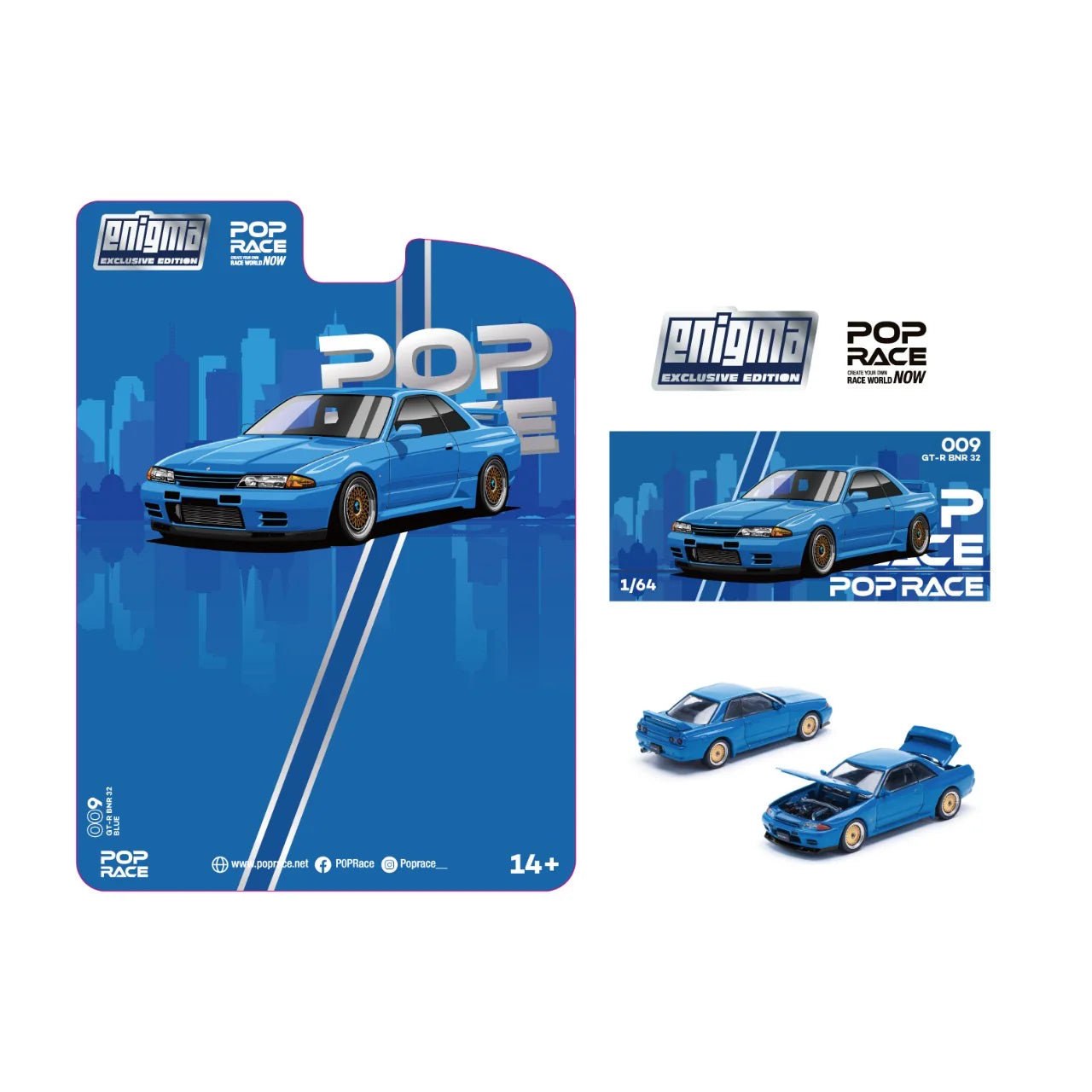 (COMING SOON) POP RACE 1/64 Nissan Skyline R32 – Bayside Blue