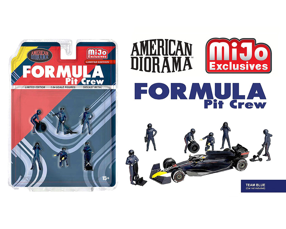 (COMING SOON) American Diorama 1:64 Figures Formula Pit Crew – Team Blue – MiJo Exclusives