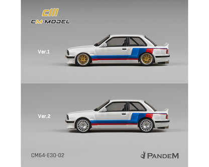 (COMING SOON) CM MODEL 1/64 BMW M3 E30 Alpine Pandem – White with M Tri-Stripes- Limited Edition