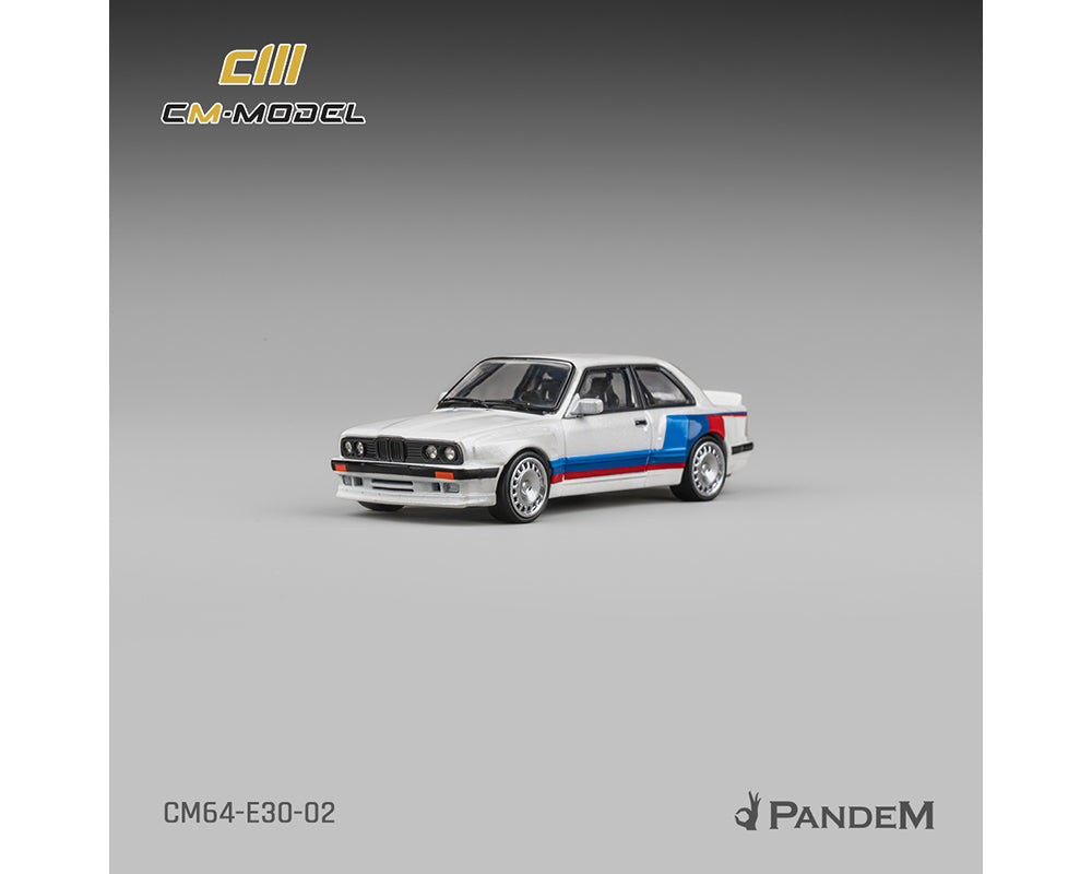 (COMING SOON) CM MODEL 1/64 BMW M3 E30 Alpine Pandem – White with M Tri-Stripes- Limited Edition
