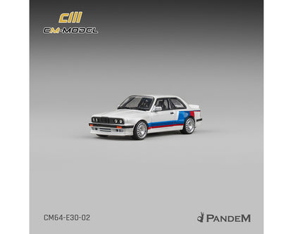 (COMING SOON) CM MODEL 1/64 BMW M3 E30 Alpine Pandem – White with M Tri-Stripes- Limited Edition