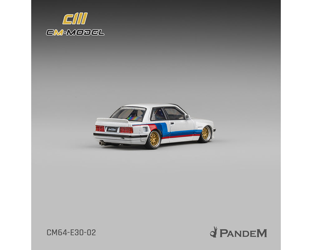 (COMING SOON) CM MODEL 1/64 BMW M3 E30 Alpine Pandem – White with M Tri-Stripes- Limited Edition
