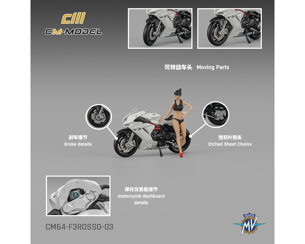 (COMING SOON) CM MODEL 1/64 MV Agusta F3Rosso with Showgirl – White
