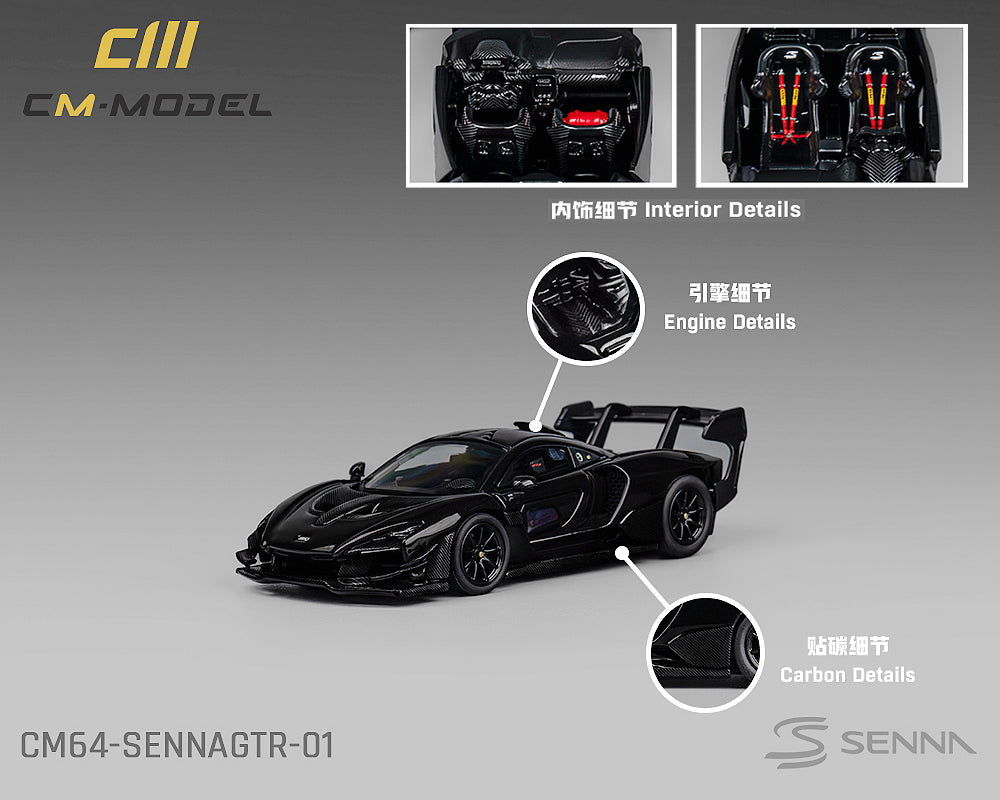 (PRE ORDER) CM MODEL 1/64 McLaren Senna GTR – Black – Limited Edition