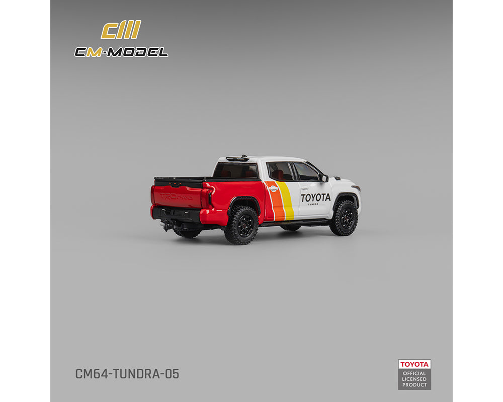 (COMING SOON) CM MODEL 1/64 Toyota Tundra Baja Heritage – White w/ Racing Stripes – Limited Edition
