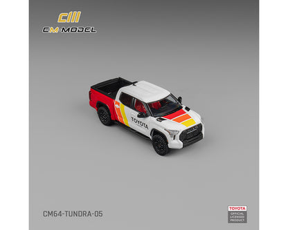 (COMING SOON) CM MODEL 1/64 Toyota Tundra Baja Heritage – White w/ Racing Stripes – Limited Edition