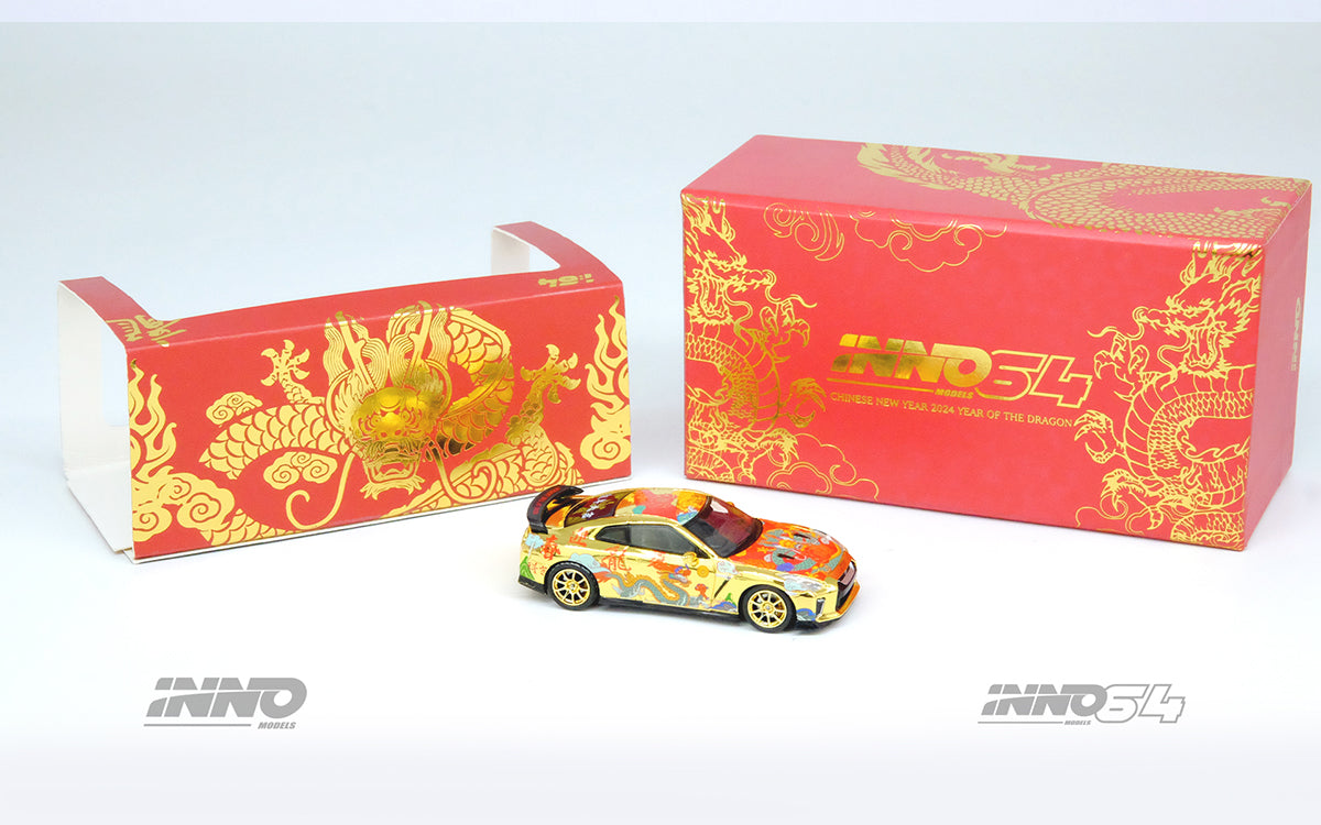 INNO64 1/64 NISSAN SKYLINE GT-R R35 2024 THE YEAR OF THE DRAGON CHINESE NEW YEARS SPECIAL EDITION