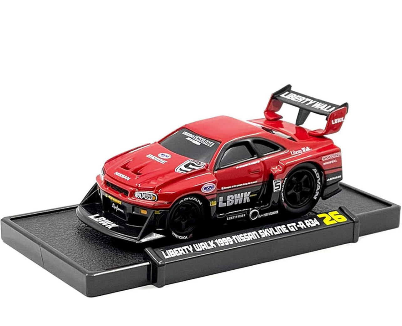 Muscle Machines 1:64 LBWK 1999 Nissan Skyline GT-R R34 – Black – Liberty Walk – Mijo Exclusives