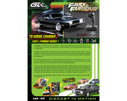(COMING SOON) GREENLIGHT 1:64 RC The Fast &amp; The Furious 1970 Dodge Charger “Dom’s Charger” Combo Set