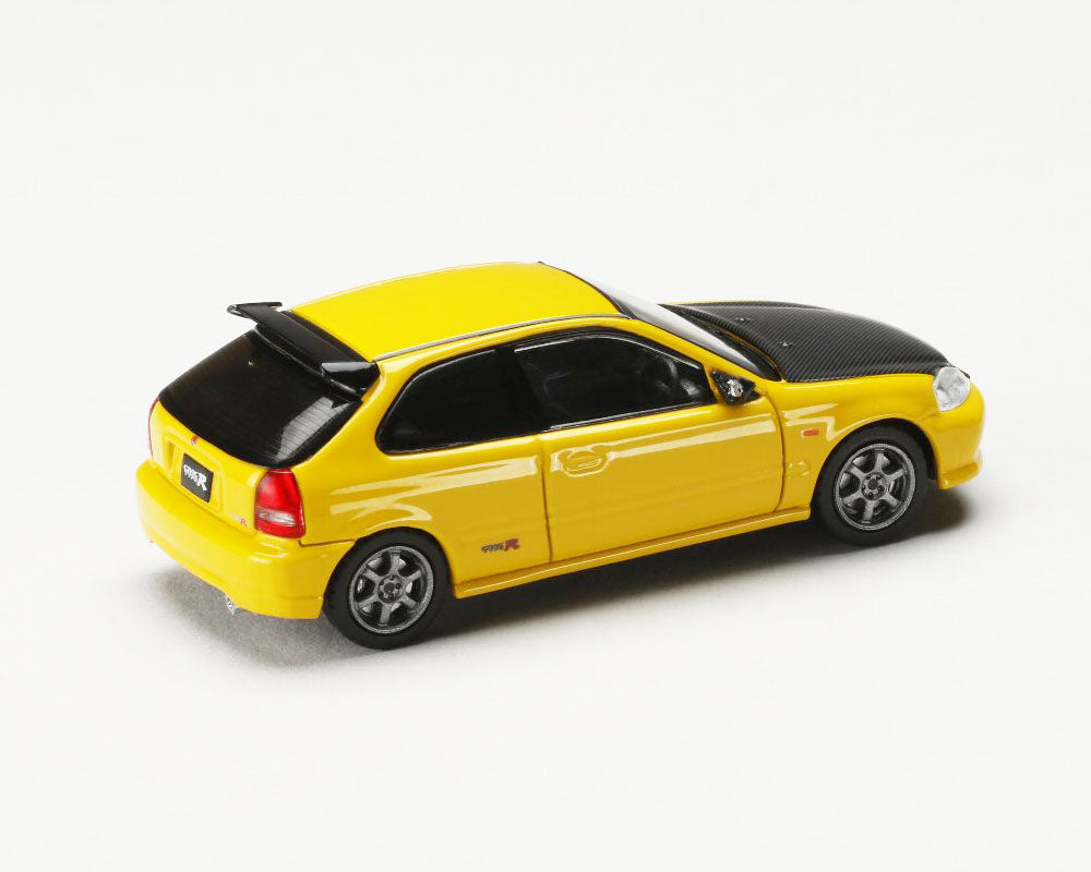 HOBBY JAPAN 1/64 Honda Civic Type R (EK9) JDM Style – Sunlight Yellow with Carbon Hood – JDM64