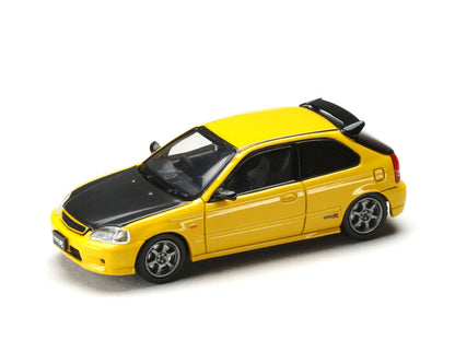 HOBBY JAPAN 1/64 Honda Civic Type R (EK9) JDM Style – Sunlight Yellow with Carbon Hood – JDM64