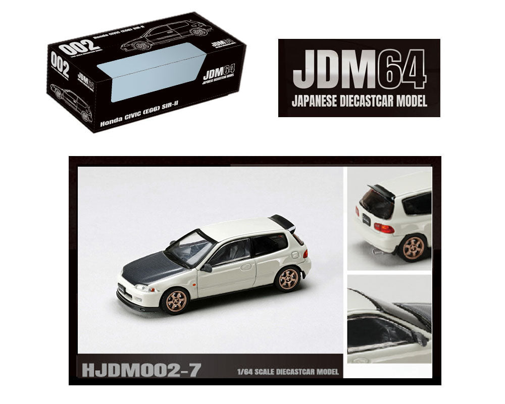 HOBBY JAPAN 1/64 Honda Civic (EG6) SIR-II JDM Style – Frost White with Carbon Hood – JDM64