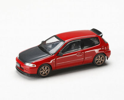 HOBBY JAPAN 1/64 Honda Civic (EG6) SIR-II JDM Style – Milano Red with Carbon Hood – JDM64