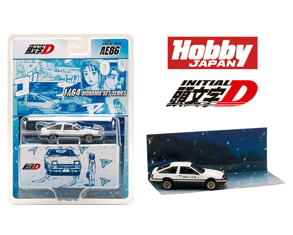 (COMING SOON) HOBBY JAPAN 1/64 Initial D Diorama Set Series Toyota Sprinter Trueno (AE86) Takumi Fujiwara &amp; Natsuki Mogi