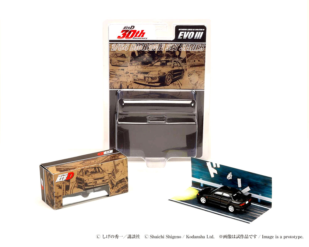 (COMING SOON) HOBBY JAPAN 1/64 Initial D 30th Anniversary Mitsubishi Lancer RS Evolution III / INITIAL D Kyoichi Sudo VS Ryosuke Takahashi – JDM64