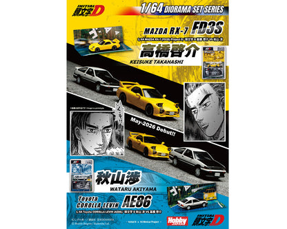 (COMING SOON) HOBBY JAPAN 1/64 Initial D Diorama Set Series MAZDA RX-7 (FD3S) Project D Keisuke Takahashi VS Wataru Akiyama