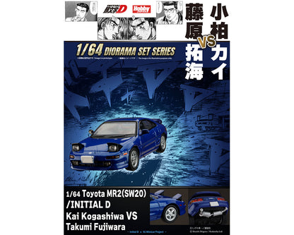 (COMING SOON) HOBBY JAPAN 1/64 Initial D Diorama Set Series Toyota MR2 (SW20)/Initial D Kai Kogashiwa VS Takumi Fujiwara