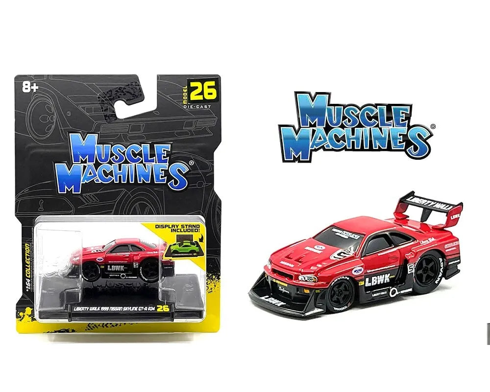 Muscle Machines 1:64 LBWK 1999 Nissan Skyline GT-R R34 – Black – Liberty Walk – Mijo Exclusives